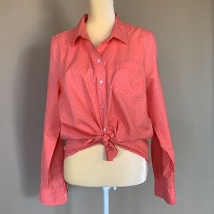Gap coral button down dotted Swiss shirt Large